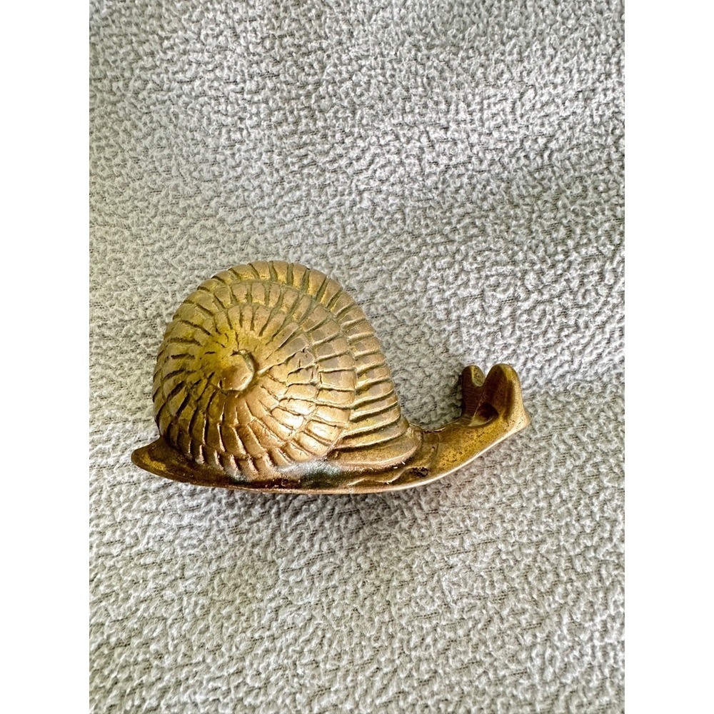 Vintage Solid Brass Snail Nautical Sea Figurine Paperweight Decor MCM 3x5"